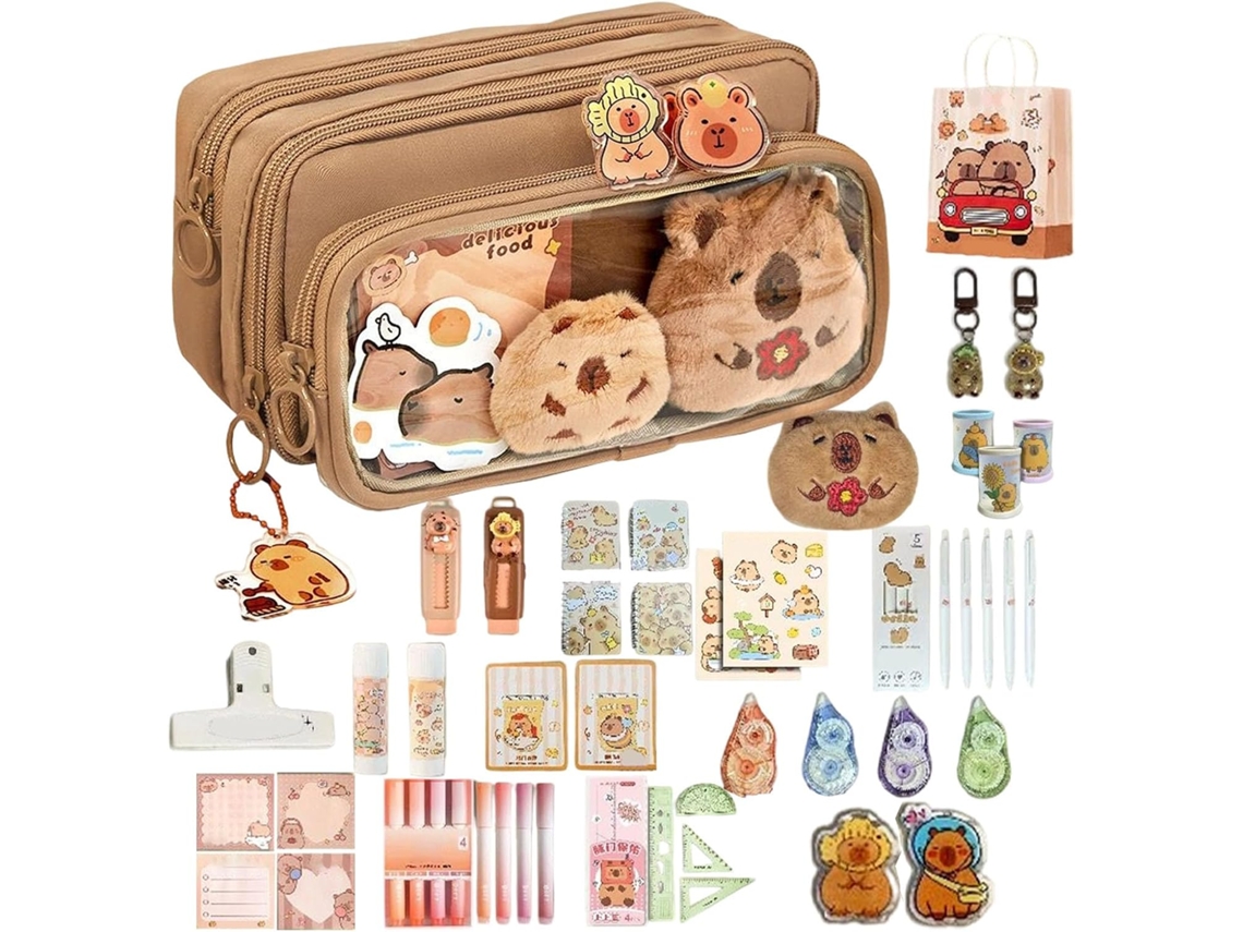 Estuche Capybara | Set de útiles escolares, estuche estético, organizador de bolígrafos para Vayotoy