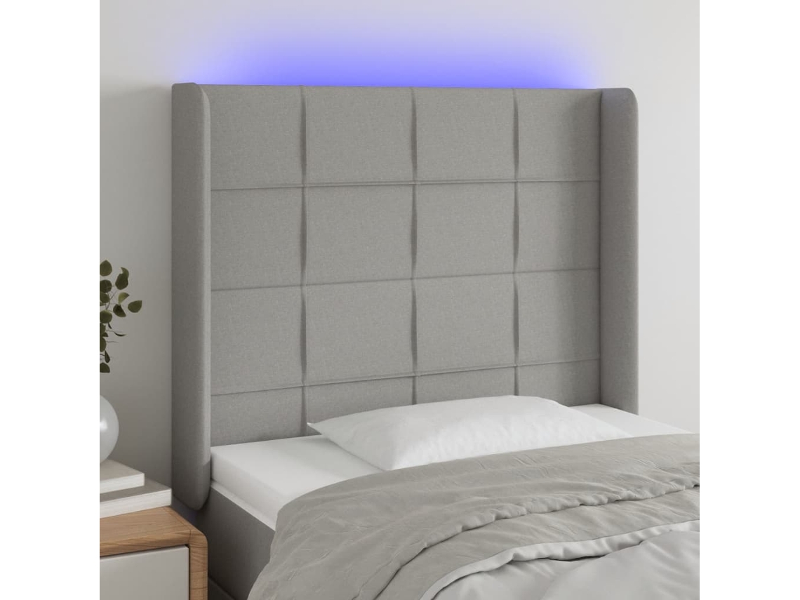 Cabecero Con Led De Tela Gris Claro 93x16x118/128 Cm