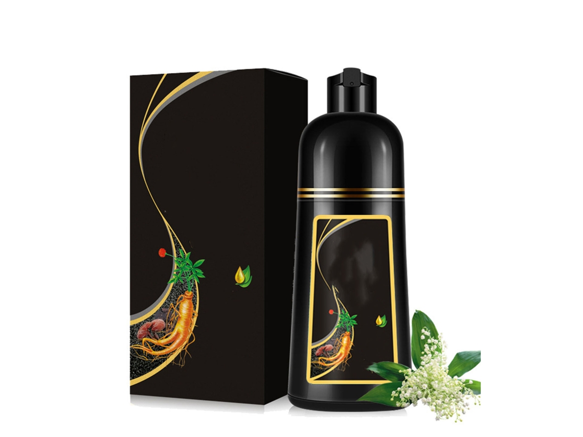 2026-shampoo corante 3 em 1 500ml extratos vegetais nutrição profunda seguro fácil de usar Cor Preta Para Cabelo Homens Mulheres