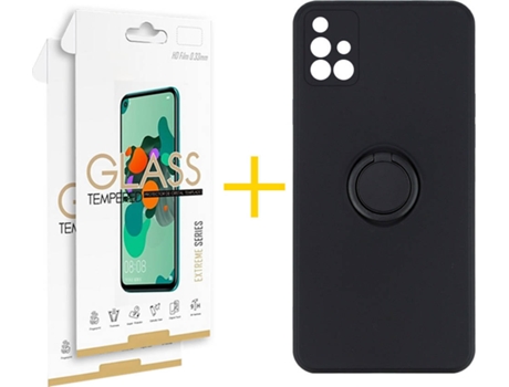 Carcasa + 2 Protectores de Pantalla para Samsung Galaxy A71 SKYHE Negro