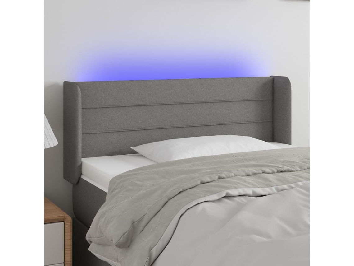 Cabecero Con Luces Led De Tela Gris Oscuro 93x16x78/88 Cm