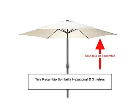 Tela recambio sombrilla hexagonal ø 3 metros (08091050)