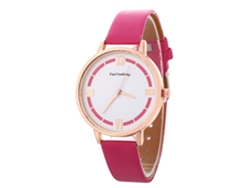 Reloj De Mujer Con Correa De Cuero Rosa, Esfera Redonda, Movimiento De Cuarzo Analógico, Estilo Zhoulianfa.
