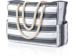 Bolsa de playa grande impermeable de rayas grises y blancas, modelo Tommy01.