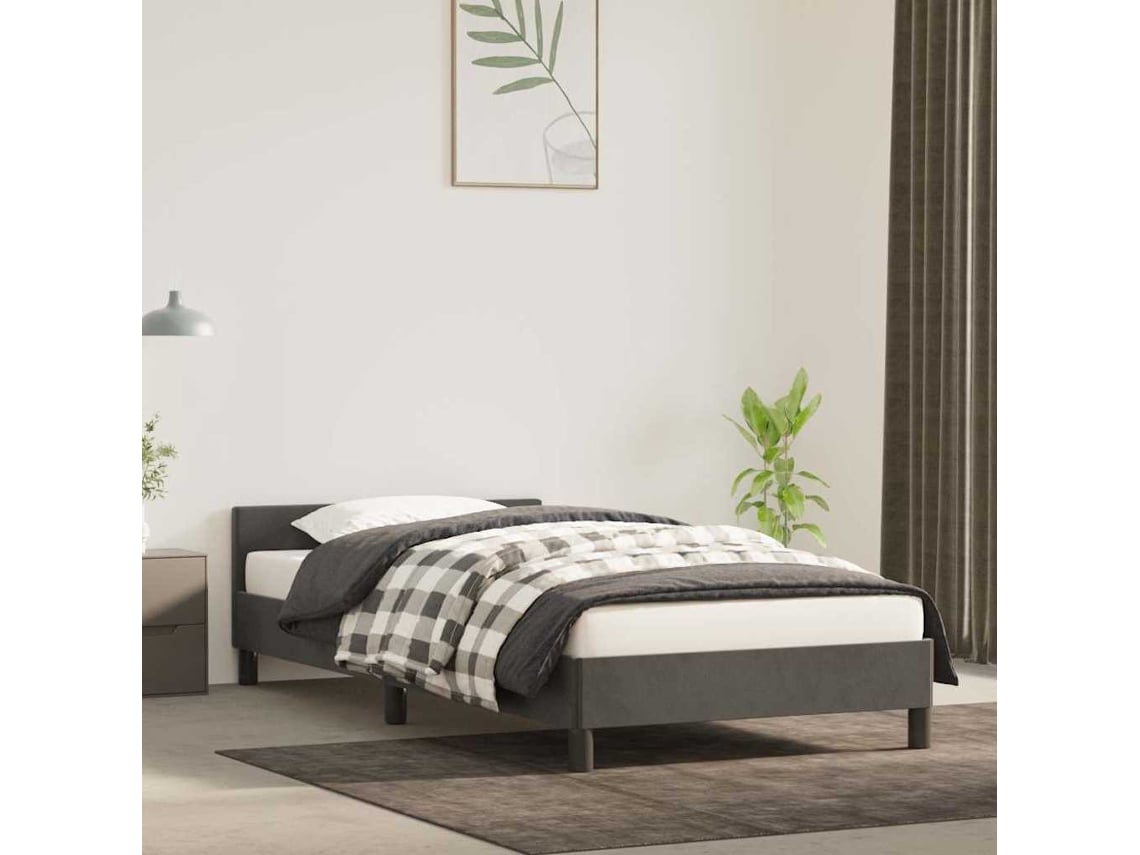 Estructura De Cama Sin Colchón Terciopelo Gris Oscuro 90x200 Cm