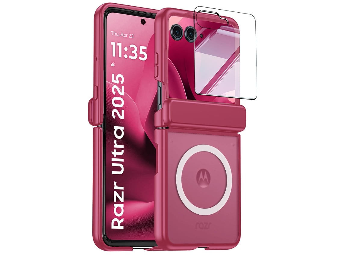 (anillo Magnético Rojo Rosa Motorola Razr 2025) Funda Para Teléfono Con Soporte De Anillo, Bisagra Magnética, Funda Y Protector Integrados