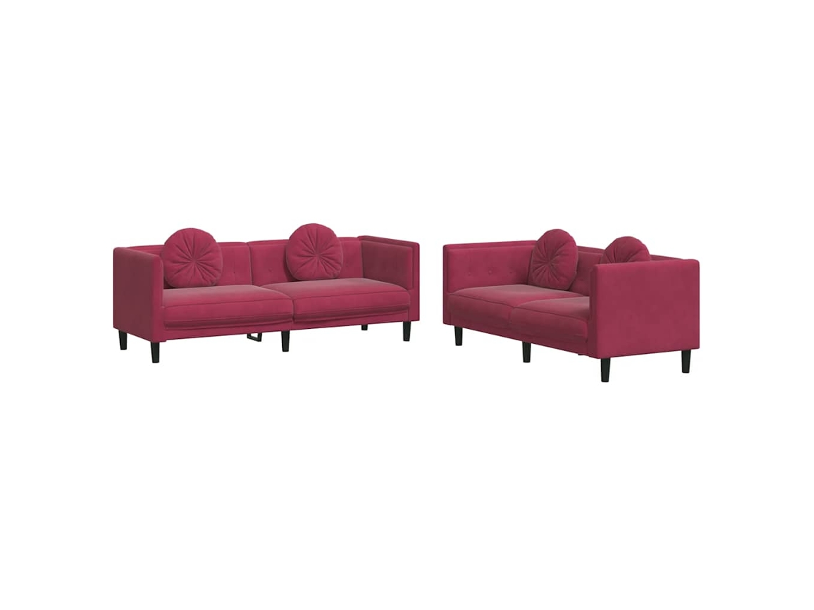 Maison Exclusive - Juego de sofá de 2 piezas con cojines, terciopelo rojo