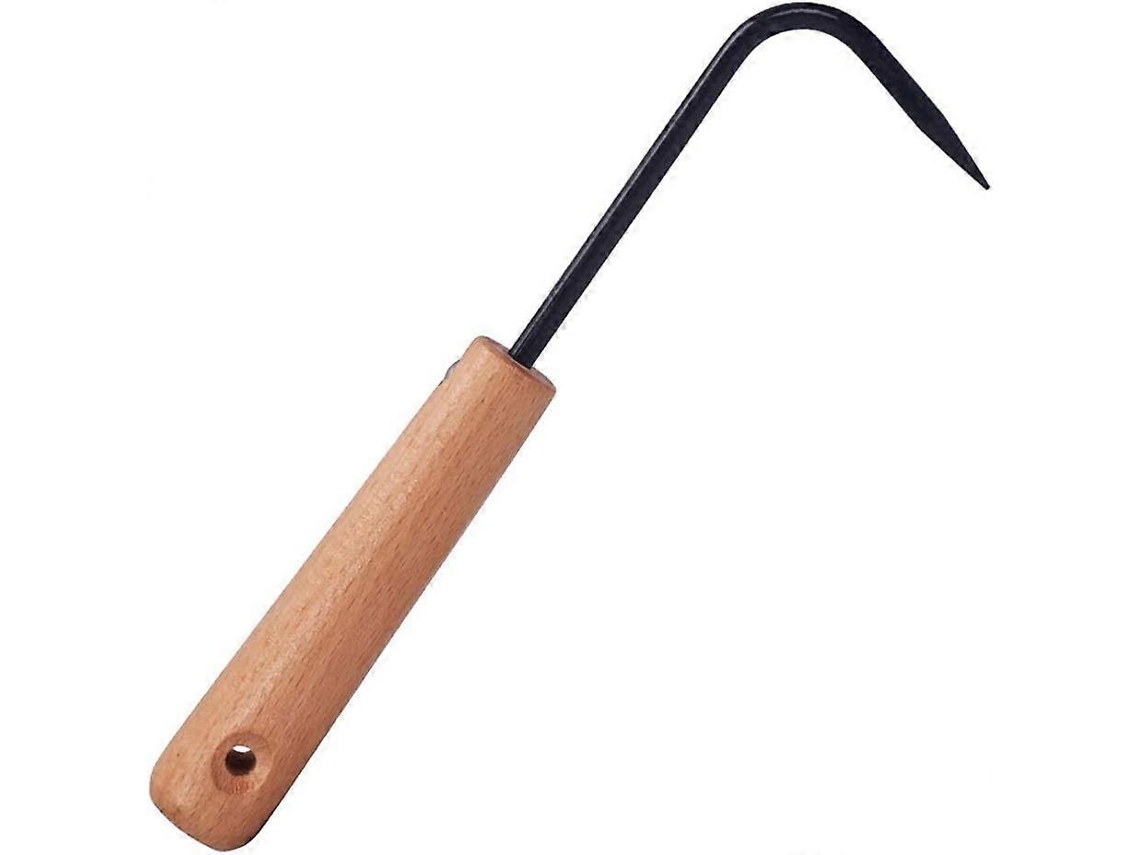 Azada de una mano, garra para jardinería, extracción de raíces con mango de madera | Sin marca