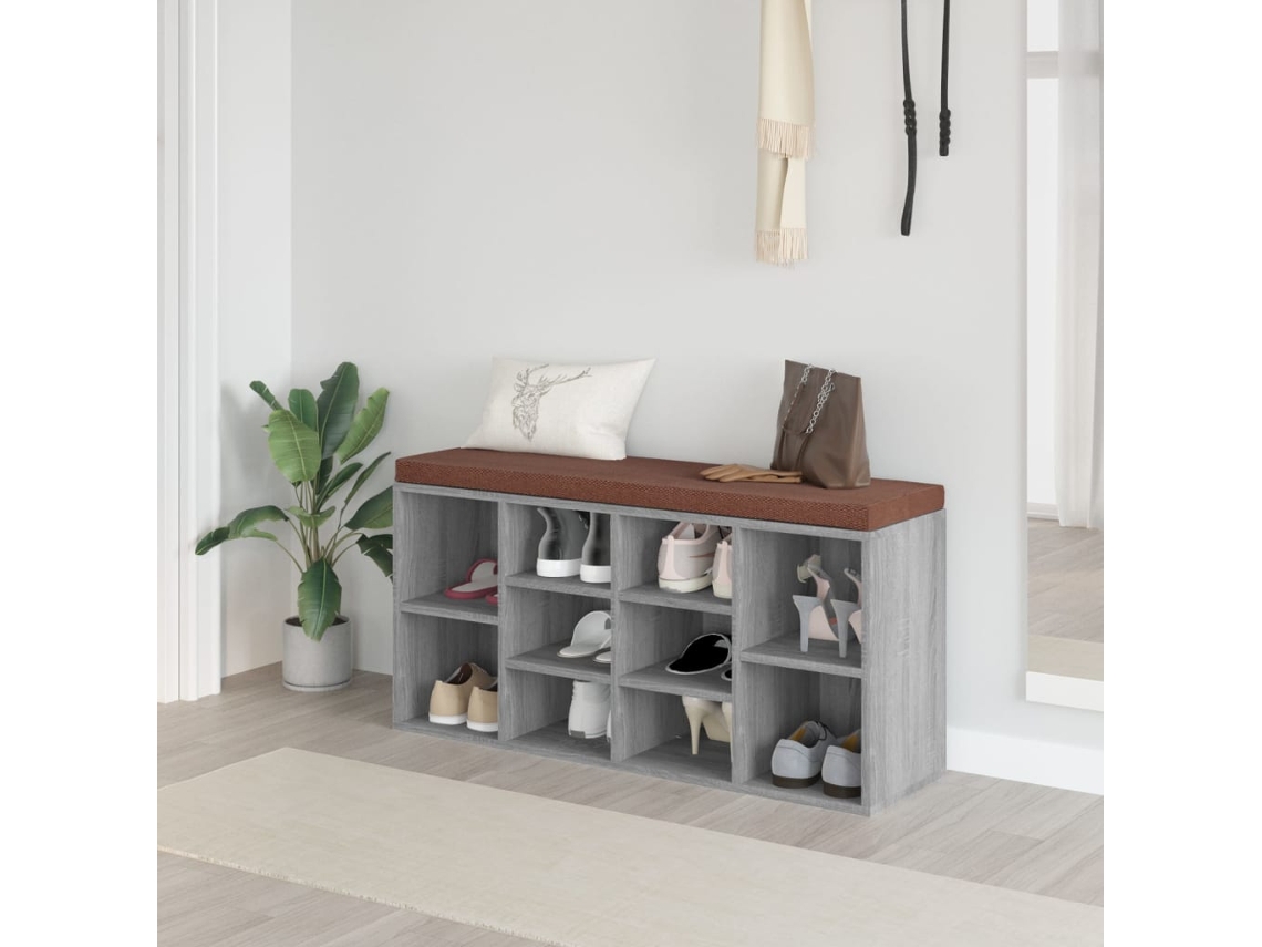 Banco Zapatero Organizador en Derivados de Madera Gris Sonoma 103X30X48 Cm