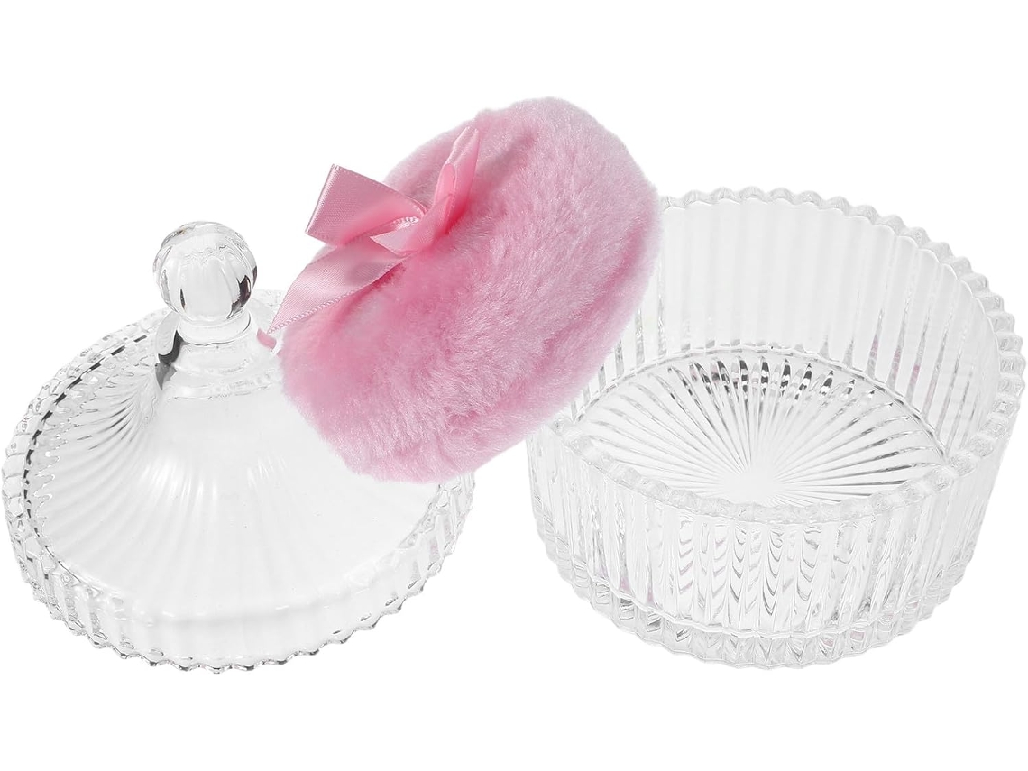 Houppyte A Poudre Extra-large Rosa Avec Ruban 90x30 Mm Peluche Douce Y Moelleuse Pour Corps