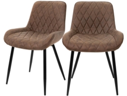 2 cadeiras de jantar castanhas estilo retro assento estofado em pele sintética com pernas de metal preto 81 cm
