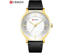 Reloj unisex con esfera grande, movimiento de cuarzo sencillo y correa de piel. MDUG
