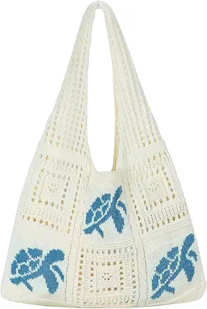 Bolso de crochet para mujer, estampado de tortuga azul Tommy01