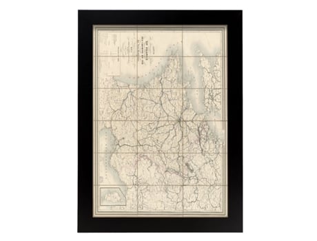NACNIC Pósters Geográficos En Vintage Mapa De Francia De 1865 Ilustraciones De Antiguos Mapamundis En Tonos Sepia Tamaño A4 Con Marco Color Madera