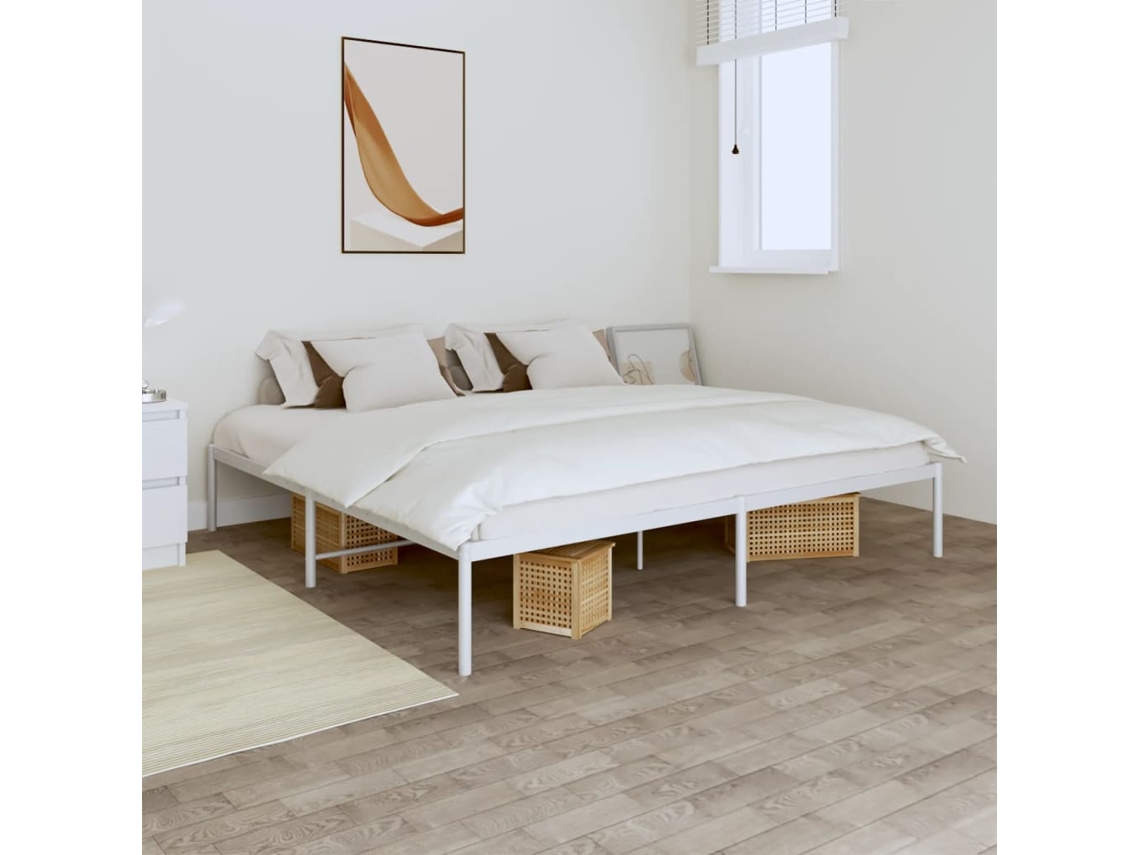 Estructura De Cama Sin Colchón Metal Blanco 180x200 Cm