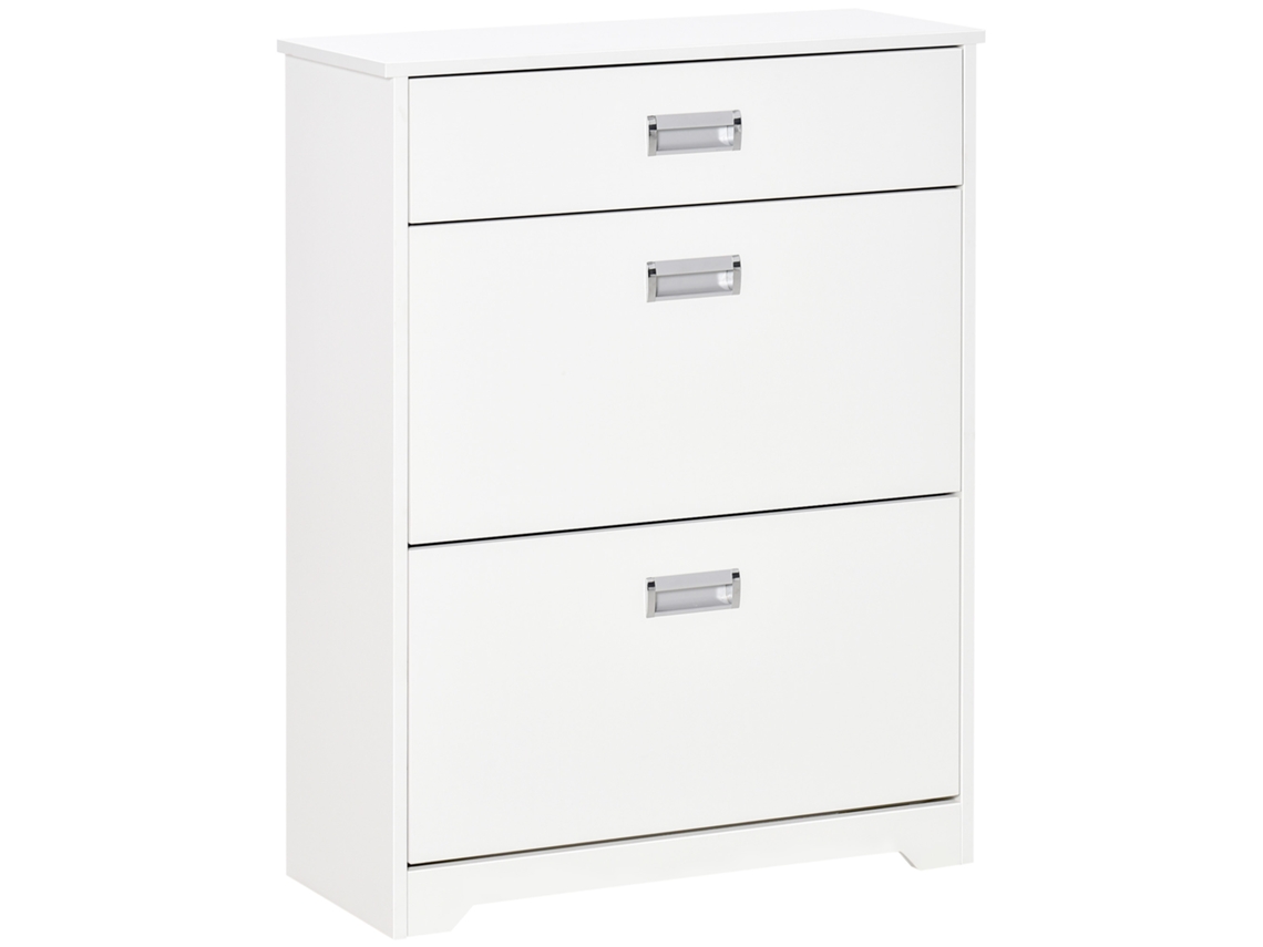 Zapatero con 2 cajones basculantes, 1 cajón con capacidad para hasta 16 pares, 70x29x92 cm, blanco, PMM CAPITALI