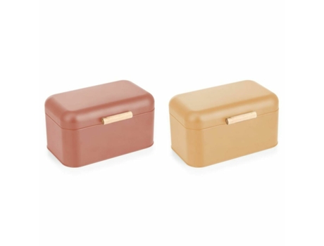 Panera DKD HOME DECOR Terracota Metal Amarillo Bambú Vintage (30,50 X 20,7 X 15 Cm - 2 Unidades)