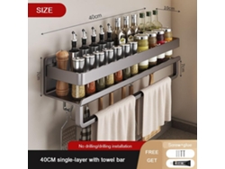 Estante de almacenamiento de cocina, especiero, estante de pared, negro Tommy01