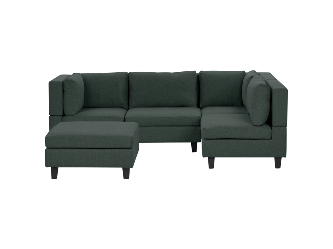Sofá esquinero con reposapiés BELIANI Unstad de Poliéster Verde 228x152x72