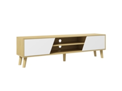 Mueble Para Tv De Hasta 65 Pulgadas, Diseño Escandinavo, 2 Puertas, 2 Estantes Con Gestión De Cables, 150 X 30 X 42 Cm