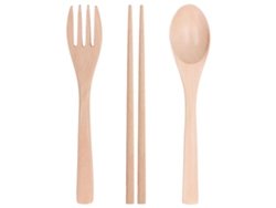 Juego De Cubiertos De Madera De Haya De 3 Piezas (cuchara, Tenedor Y Cuchillo) Para Viajes, Hogar Y Hotel.