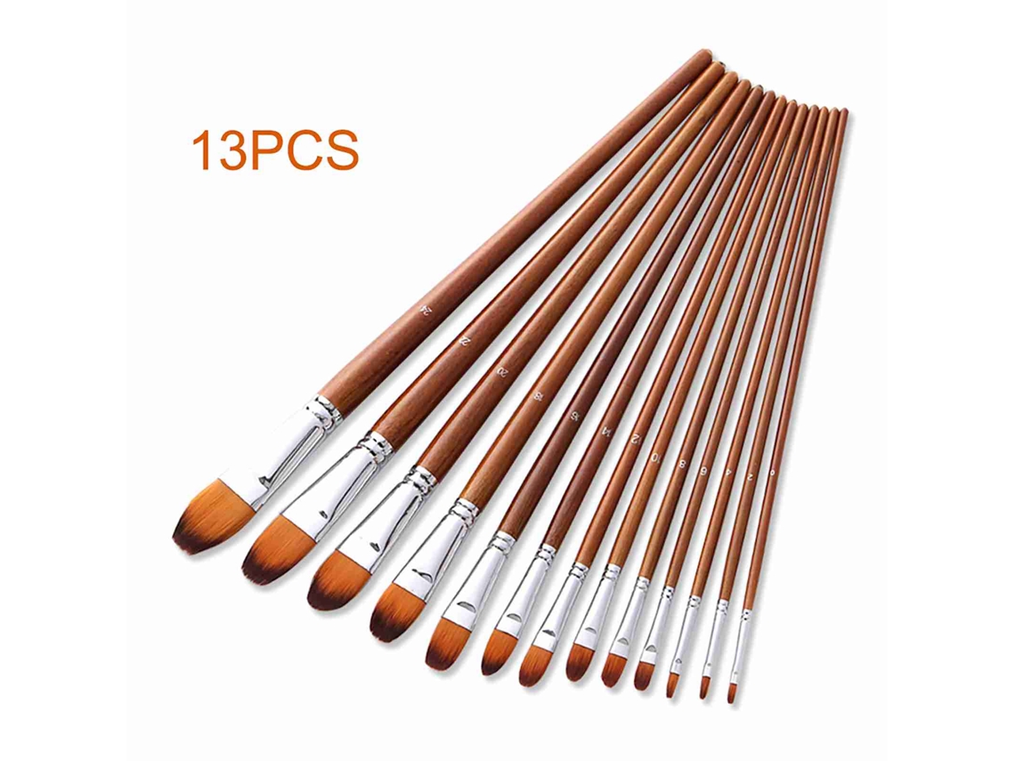 Conjunto de 13 Pincéis Filbert com Cabo de Madeira Nylon