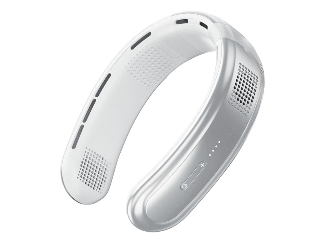 Ventilador De Cuello Portátil Recargable Por Usb, Silencioso, De Cinco Núcleos, Ajustable, Blanco.