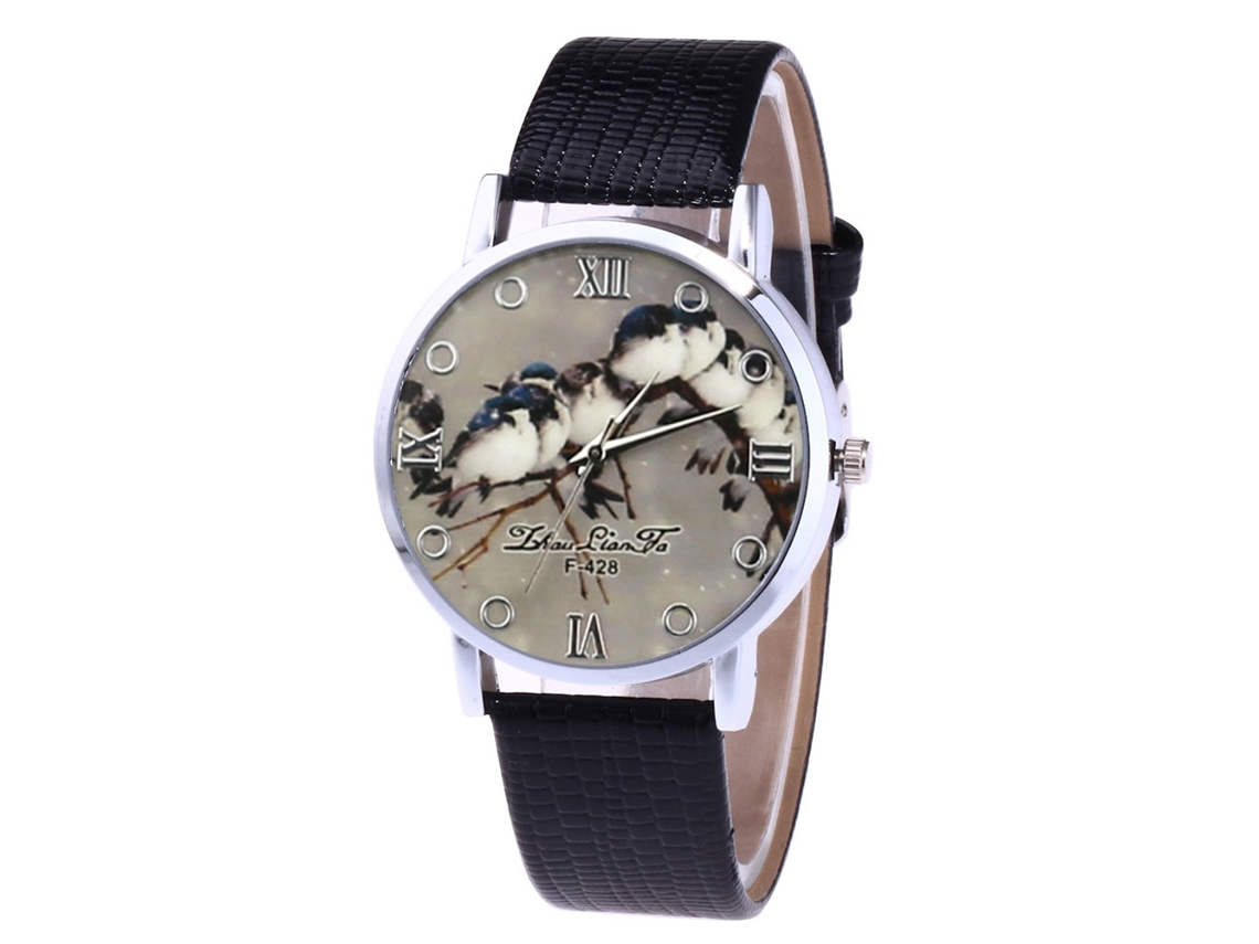 Reloj De Cuarzo Con Correa De Cuero Pu Unisex Zhoulianfa Dial Personalizado Negro