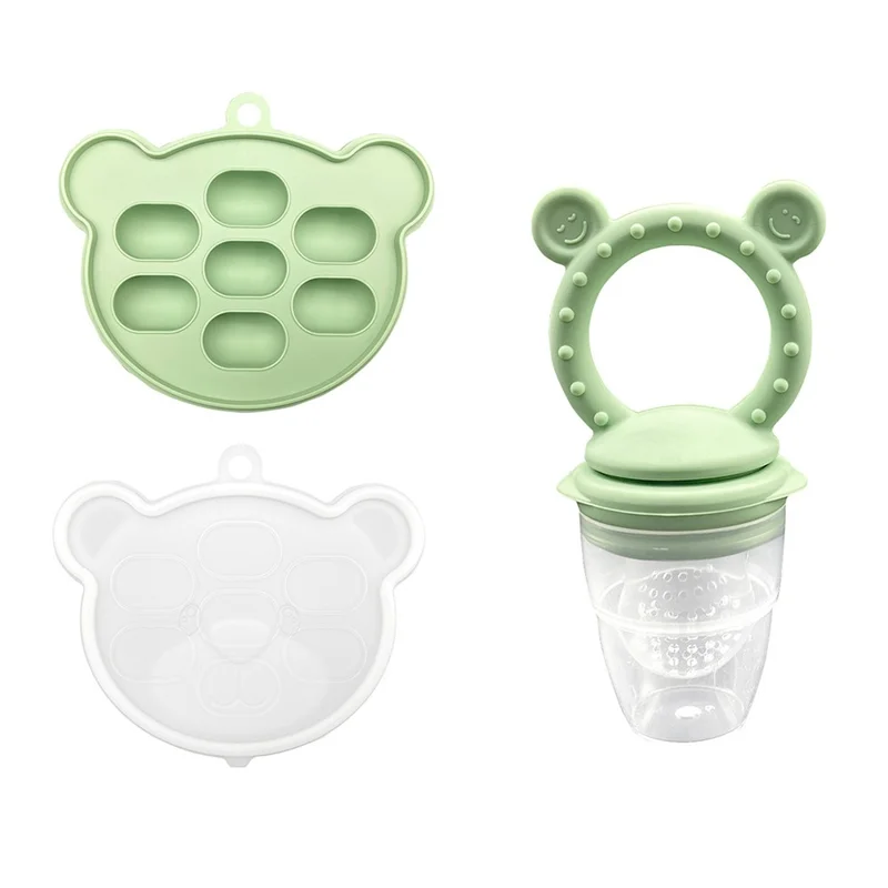 Mordedor Bebé Alimentador Eifson 6+ Meses 2 En 1 Alivio Encías Molde Hielo (sonrisa Verde)