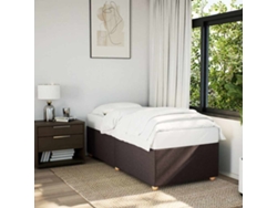 Estructura De Cama Sin Colchón Tela Marrón Oscuro 90x200 Cm