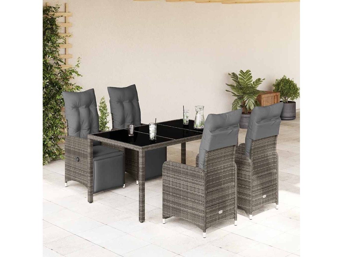 Conjunto de bistró de jardín de 5 piezas DKD Home Decor con cojines de mimbre gris