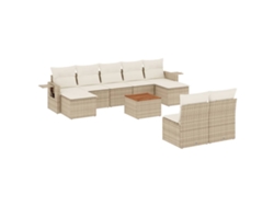 Conjunto 10 de sofás jardín con cojines beige VIDAXL ratán sintético