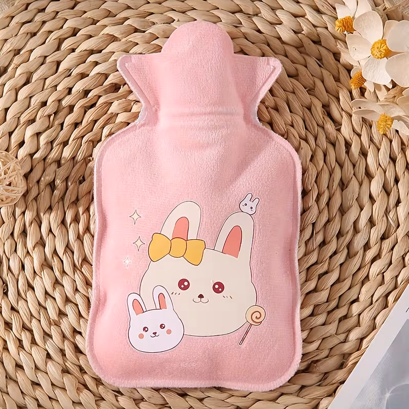 Adorable bolsa de agua caliente de peluche de dibujos animados, material de PVC, calentador abdominal portátil no eléctrico Stelasplen (350 ml)