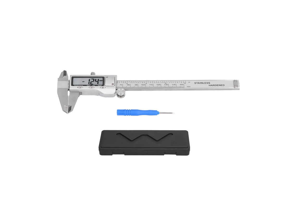 Calibrador Digital De Acero Inoxidable De 0 A 150 Mm Con Escalas En Milímetros Y Pulgadas.