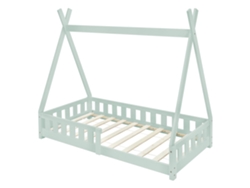 Cama infantil tipi ML-Design 80x160 cm color verde con protección anticaída y somier
