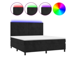 Maison Exclusive - Cama Box Spring Colchón Y Led Terciopelo Negro 160x200 Cm
