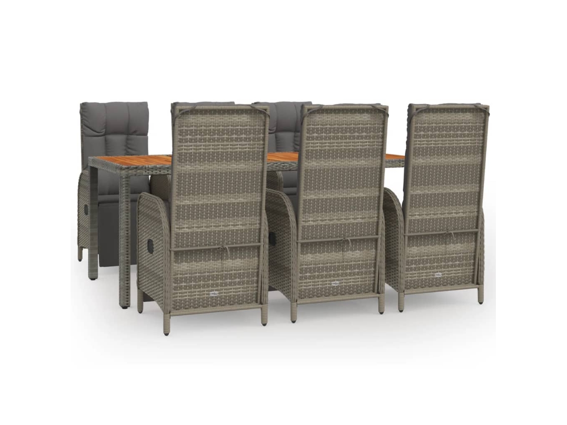 Maison Exclusive - 7 Pcs Conjunto De Jantar P/ Jardim C/ Almofadões Vime Pe Cinza