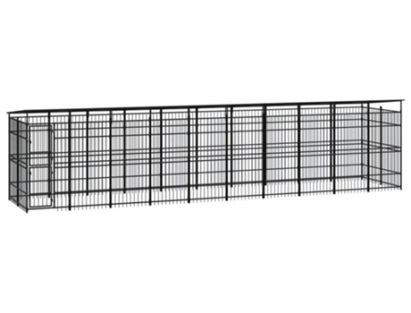 vidaXL Perrera de exterior con techo de acero 18,43 m²