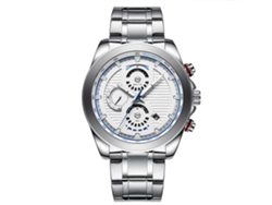 Reloj De Pulsera De Cuarzo Con Correa De Acero Aleación Impermeable Moderno (dial Blanco Correa Plata)