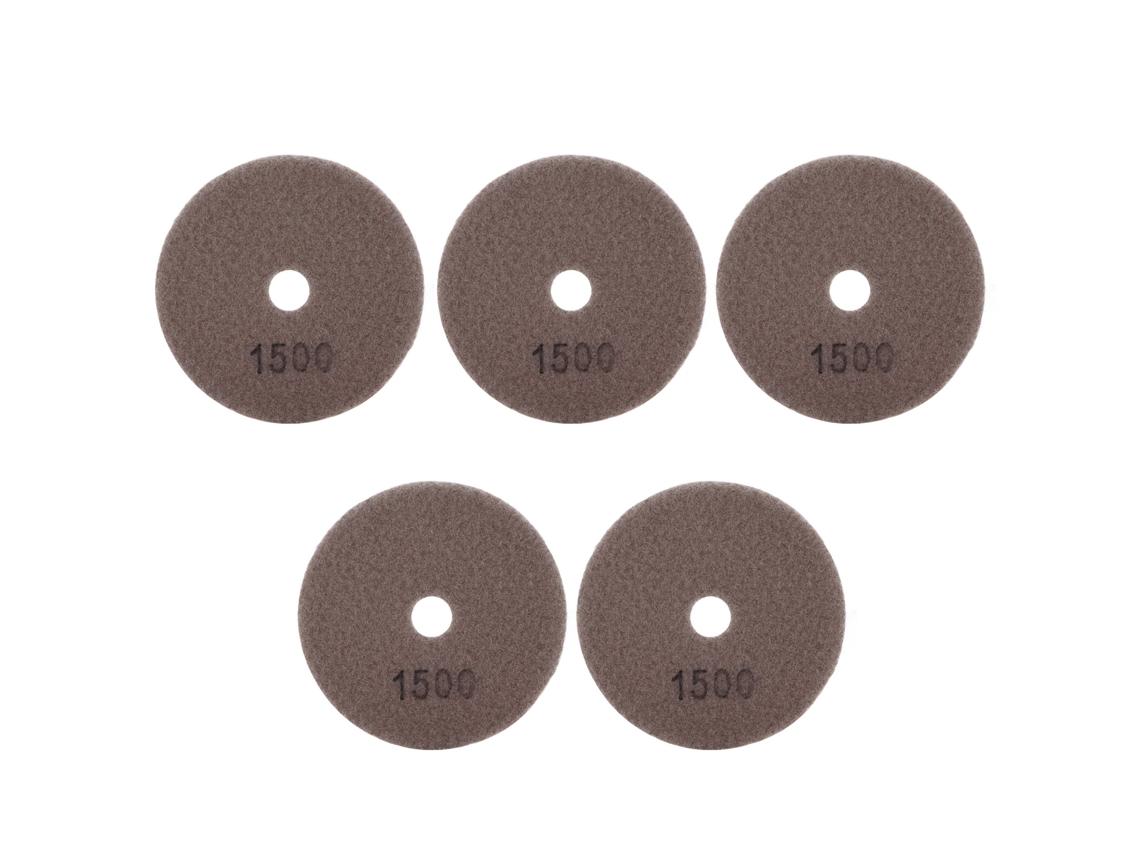 Kit De 5 Discos De Polimento Diamante Úmido De 4 Polegadas E 1500 Grits Para Mármore, Granito E Cerâmica