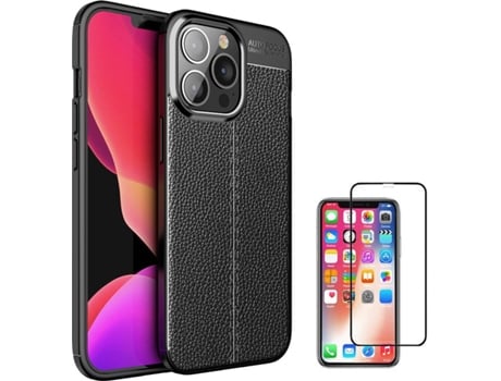 Carcasa + Protector iPhone 13 Pro Rugged Leather Negro
