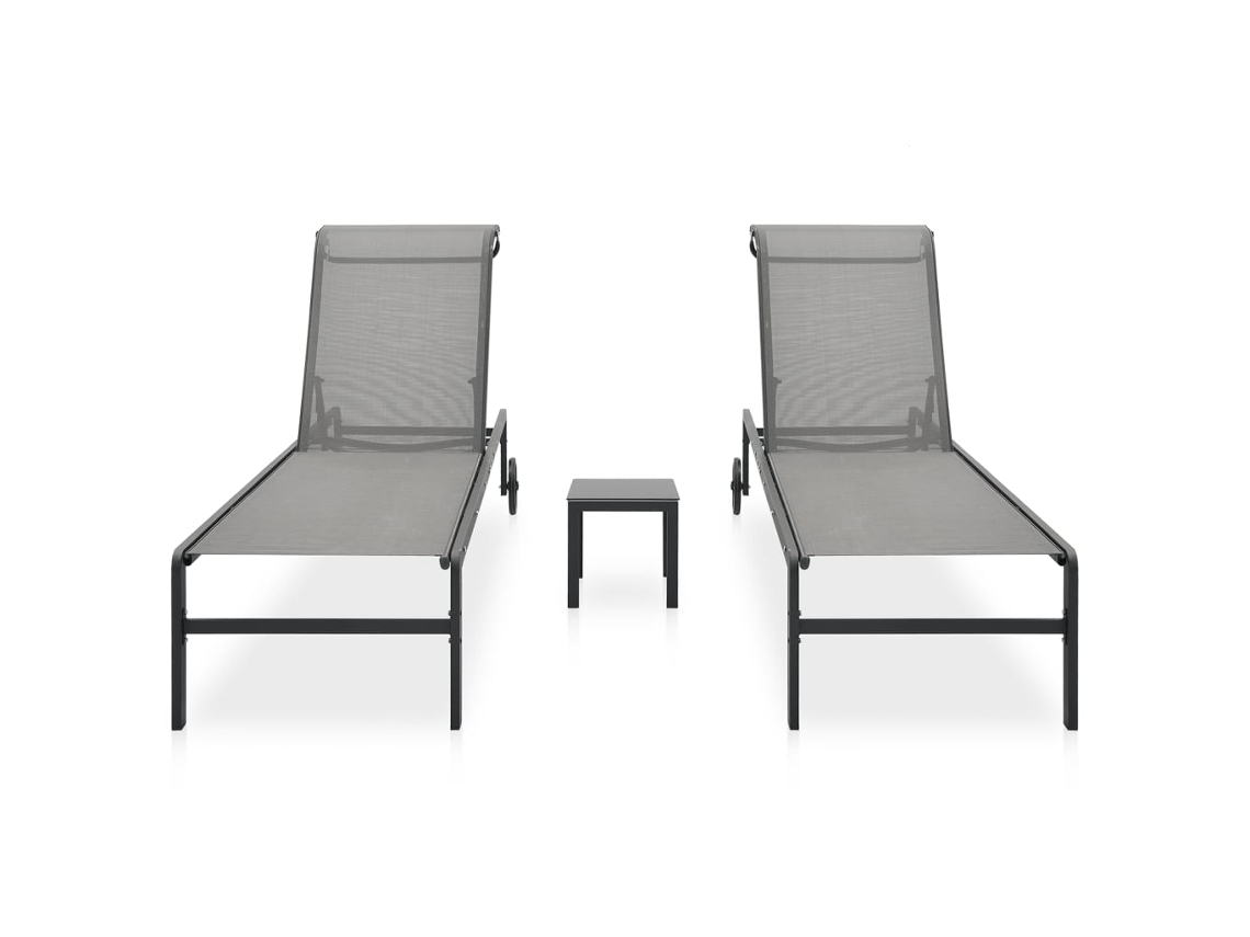 Pack 2 Uds Tumbonasillas Con Mesa Textilene Y Acero Wsd19371