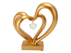 Escultura romántica de resina con doble corazón para parejas y su aniversario BS20622