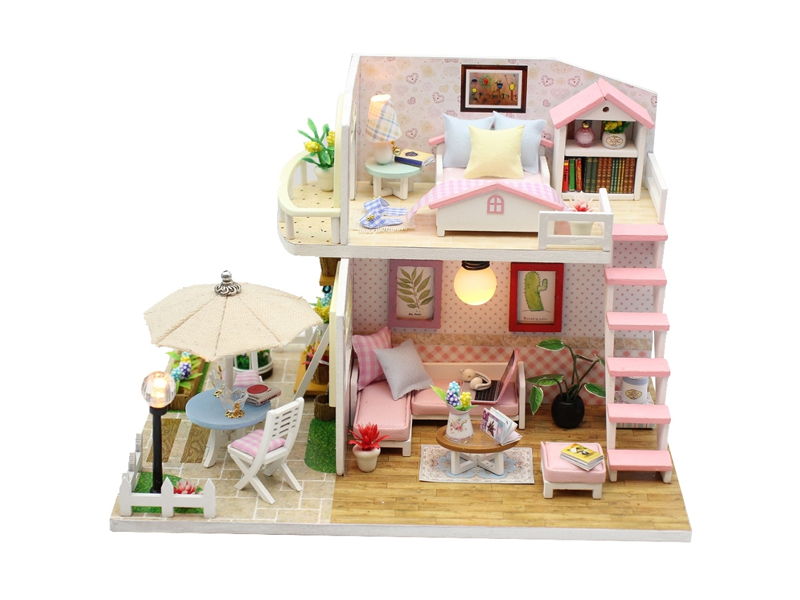 Casa De Muñecas De Madera Miniatura Diy 3d Artesanal Para Niños Regalo De Cumpleaños