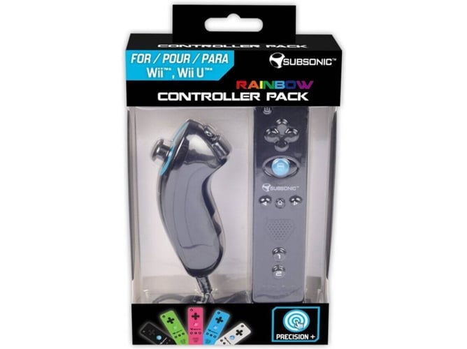 Pack Mandos SUBSONIC Wii / Wii U Rainbow Negro (Inalámbrico)