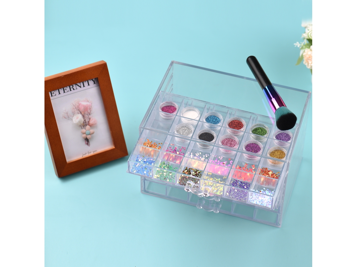 Cajón De Almacenamiento De Acrílico Transparente De 5 Niveles Con 120 Compartimentos Para Esmaltes De Uñas, Joyas Y Cosméticos.