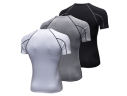 Kit De 3 Camisetas Masculinas De Manga Curta Compressão Quick Dry Para Corrida E Academia