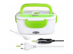 Innovadora lonchera eléctrica, hecha de material apto para uso alimentario que calienta cómodamente tus comidas, compartimento extraíble y portátil, ideal para llevar.