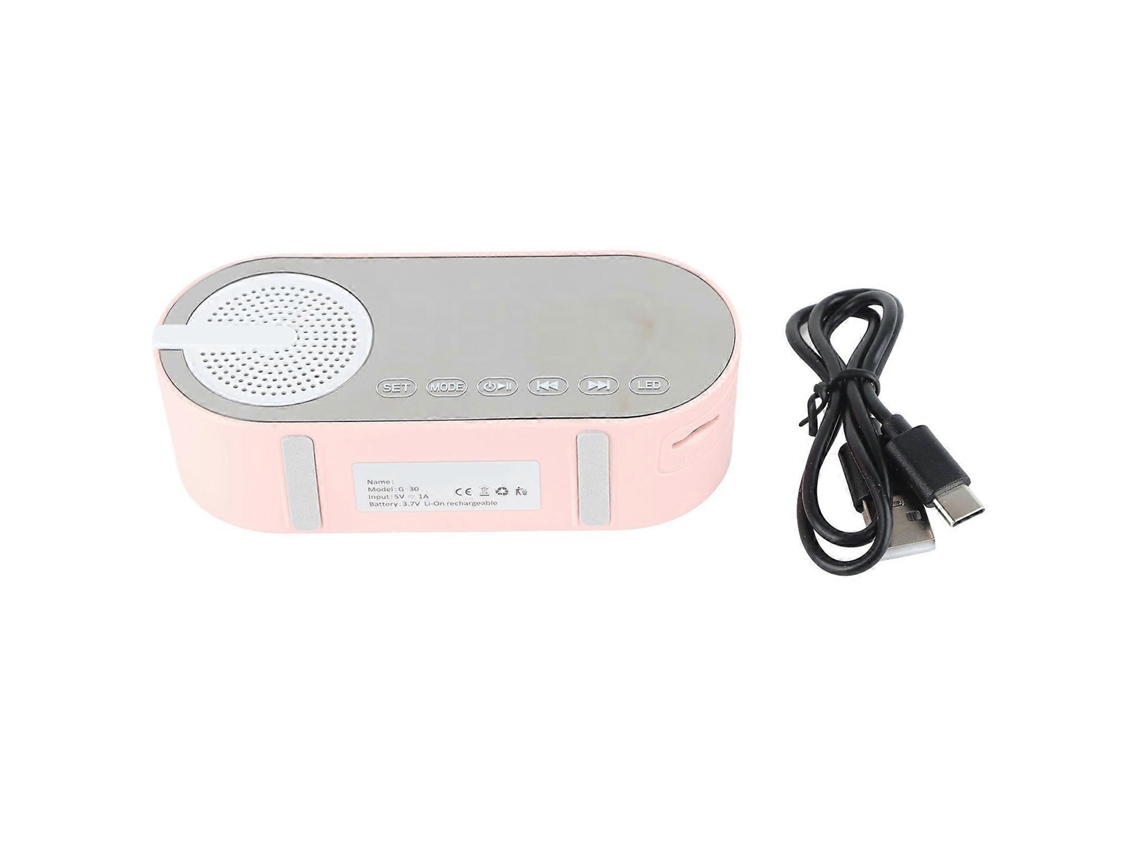 Reloj despertador digital recargable con Bluetooth 5.0 y altavoz, radio FM y graves potentes, con función de espejo y colores.