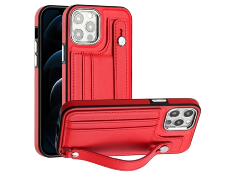 Funda Mobile Phone Cases Shockproof With Wrist para iPhone 12 Piel Marrón